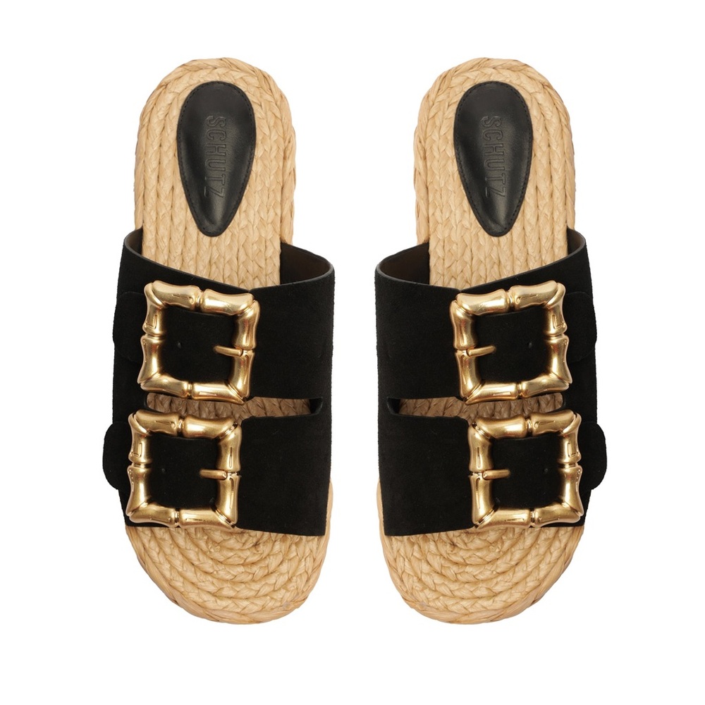 SCHUTZ Enola Rope Flat Sandal Size 9.5 Black - Picture 2 of 10